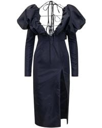 LAQUAN SMITH - Faille Halter Neck Puff Sleeve Midi Dress - Lyst
