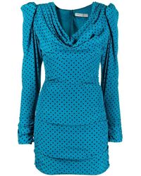 Alessandra Rich - Polka-dot Silk Draped Mini - Lyst