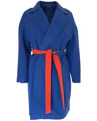 Cult Moda - Blue Belted Wrap Trench Coat - Lyst