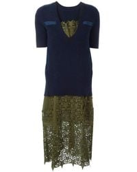 Sacai - Sweater Top Green Embroidered Dress - Lyst