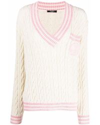 Balmain - Wool-blend Cable Knit Sweater With Patch - Lyst