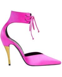 Gucci - Lace-up Pink Satin Pumps - Lyst