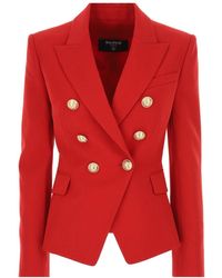 Balmain - Double Breasted Tailored Wool Blazer - Lyst