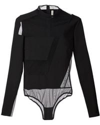 Mugler - Sheer Panel Bodysuit - Lyst