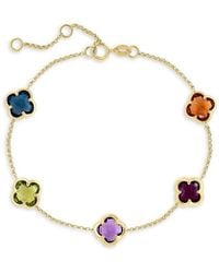 Effy - Multi Gemstone Clover Link Bracelet In 14k Gold - Lyst