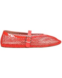 Alaïa - Leather Trimmed Fishnet Ballet Flats - Lyst
