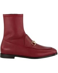 Gucci - Jordaan Burgundy Leather Ankle Boots - Lyst
