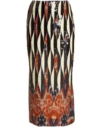 Dries Van Noten - Shine Embroidered Ikat Midi Skirt - Lyst