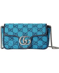 Gucci - Blue GG Marmont Blue Super Mini Bag - Lyst