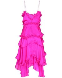 Alexandre Vauthier - Silk Chiffon Ruffled Knee Length Dress - Lyst