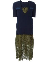 Sacai - Sweater Top Green Embroidered Dress - Lyst