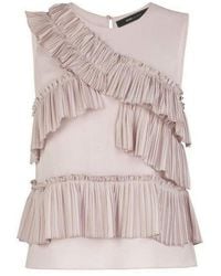 BCBGMAXAZRIA - Lorain Pleated Ruffle Applique Top - Lyst