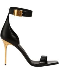 Balmain - Black Leather Uma Sandals - Lyst