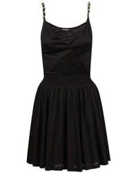 Balmain - Black Wrap Dress With Gold Chain Straps - Lyst