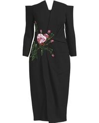 Oscar de la Renta - V-neck Crystal Cocktail Dress - Lyst