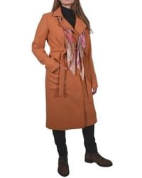 Cult Moda - Belted Wool Blend Long Coat - Lyst