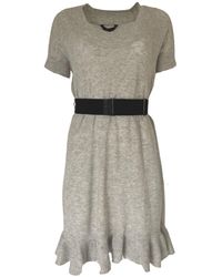 BCBGMAXAZRIA - Grey Ruffle Cashmere Blend Dress - Lyst