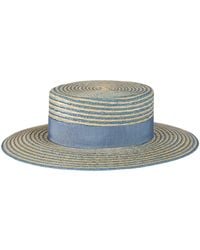 Gucci - Alvy Striped Blue Straw Hat - Lyst