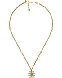 Gucci - Pearl Double G Necklace In Antique Gold Tone - Lyst
