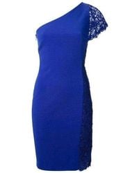 PUCCI - Cobalt Blue One Shoulder Silk Blend Dress - Lyst