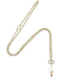 Gucci - Interlocking G Pearl Crystal Necklace - Lyst
