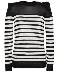 Balmain - Crew Neck Stripe Long Sleeve Jumper - Lyst