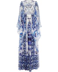 Dolce & Gabbana - Blu Mediterraneo Painterly Chiffon Kimono Dress - Lyst