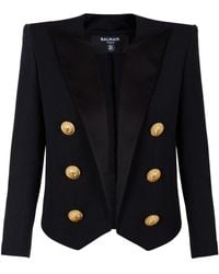 Balmain - Blazer With Satin Lapels - Lyst