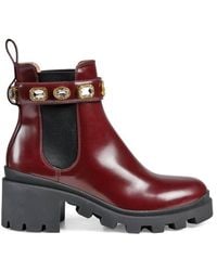 Gucci - Crystal-embellished Ankle Leather Boots - Lyst