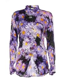 Balenciaga - Floral Printed Crinkled Effect Silk Shirt - Lyst