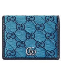 Gucci - Blue Gg Marmont Multicolor Wallet - Lyst