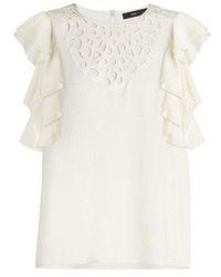 BCBGMAXAZRIA - Haidee Flutter-sleeve Cutout Embroidered Top - Lyst