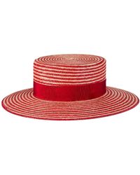 Gucci - Alvy Striped Raffia Wide Brim Hat - Lyst