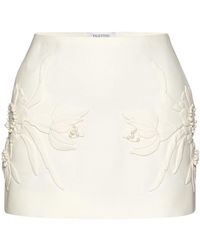 Valentino - Floral-embroidered Virgin Wool Silk Mini Skirt - Lyst