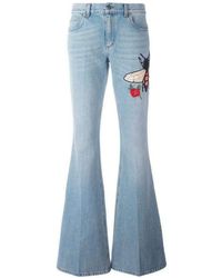 Gucci - Fly Embroidered Flared Cotton Jeans Us 28 (4, S) - Lyst