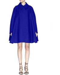 Alaïa Felted Wool Babydoll Cape Coat In Indigo - Blue