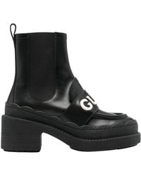 Gucci - Ornella Logo Applique Leather Ankle Boots - Lyst