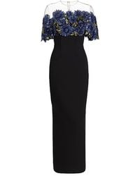 Lela Rose - Beaded Floral Illusion Neck Column Gown - Lyst