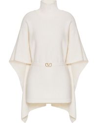 Valentino - White Caped Virgin Wool Turtleneck Sweater - Lyst