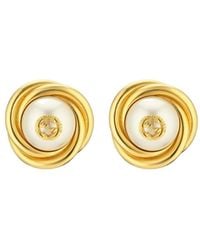 Gucci - Gold-tone Double G Faux Pearl Clip-on Earrings - Lyst