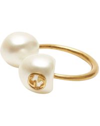Gucci - Single Earring With Pearls In Gold - Lyst