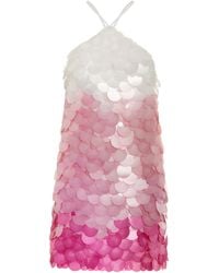 DES_PHEMMES - Paillette Sequinned Mesh Halter Mini Dress - Lyst