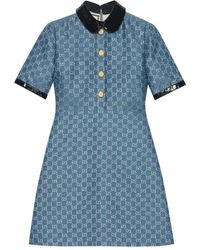 Gucci - GG Lamé Dress With Detachable Collar - Lyst