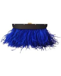 BCBGMAXAZRIA - Portia Blue Feather-trim Lucite Clutch - Lyst