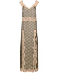 Gucci - GG Supreme Lace-trimmed Silk Maxi Dress - Lyst