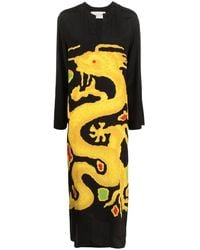 Valentino - Drago Graphic Print Silk Maxi Dress - Lyst