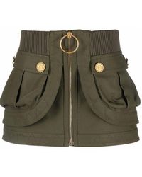 Balmain - Patch-pockets Mini Denim Skirt - Lyst