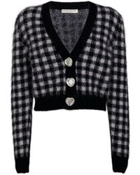 Alessandra Rich - Embellished Check Mohair Cardigan - Lyst