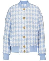 Balmain - Houndstooth Cotton-blend Tweed Bomber Jacket - Lyst