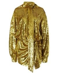 Valentino - Gold Sequin Tulle Mini Dress - Runway Collection - Lyst